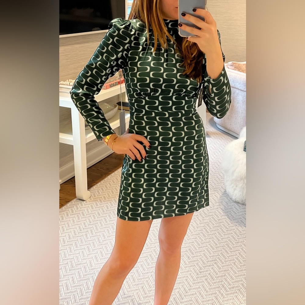 NEW WITH TAGS Reformation Printed Green Mini Dress